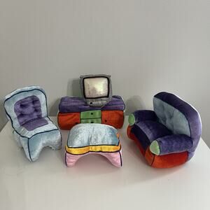 Vintage 1999 Agglo Corp Plush Dollhouse Furniture Set “READ”